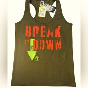 Zumba Fitness®️ Olive Green Graphic Tank Top, NWT, Size L